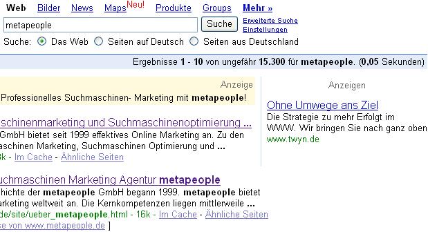 Markenmissbrauch der Marke metapeople durch twyn! Frech frech frech