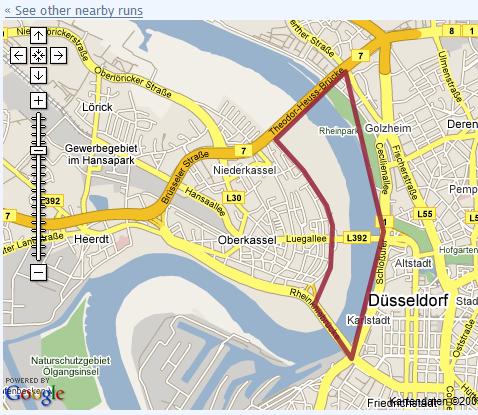 Jogging in Düsseldorf Oberkassel - Guidos Hone Run Route 